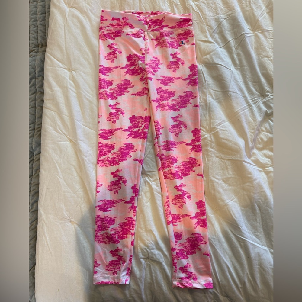 Girls Pink Camo Champion Leggings